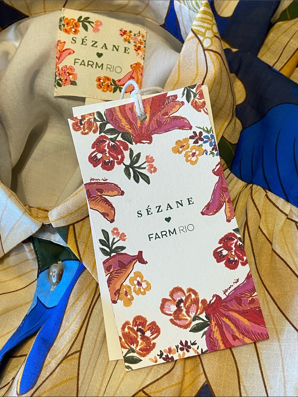 Sézane x Farm Rio Hilma Shirt Dress "Floral Mandacaru" print MIDI Size 2 - Picture 8 of 14